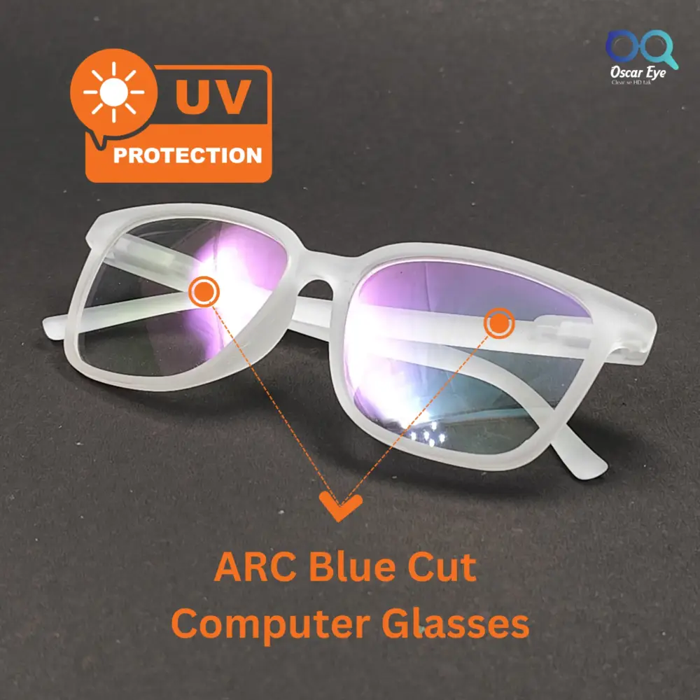 Matte White retro square wayfarer eyeglasses with UV protection |OscarEye|