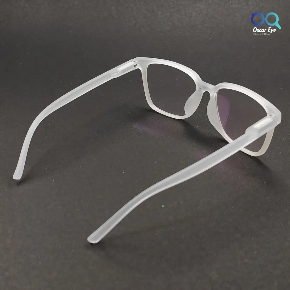 Matte White retro square wayfarer eyeglasses with UV protection |OscarEye|