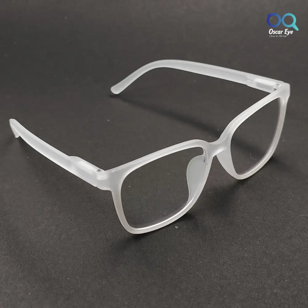 Matte White retro square wayfarer eyeglasses with UV protection |OscarEye|