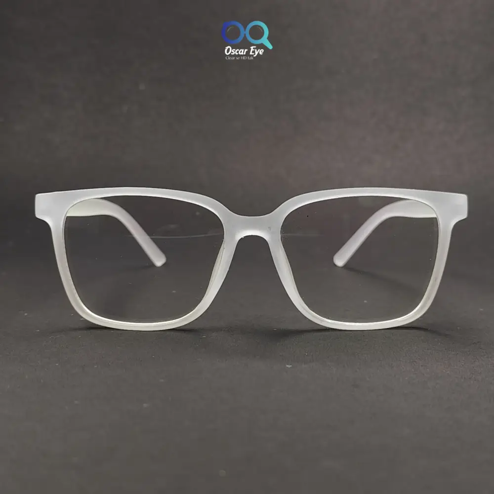 Matte White retro square wayfarer eyeglasses with UV protection |OscarEye|