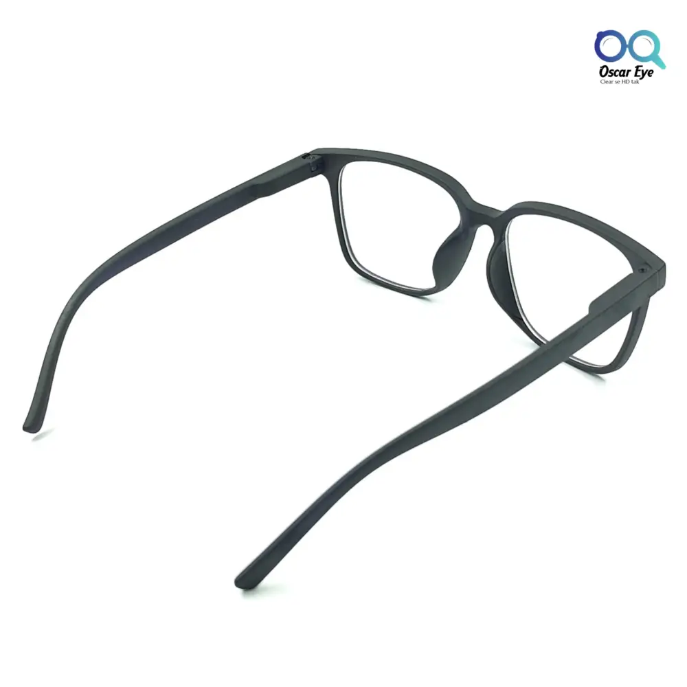 Matte Black retro square wayfarer eyeglasses with UV protection |OscarEye|