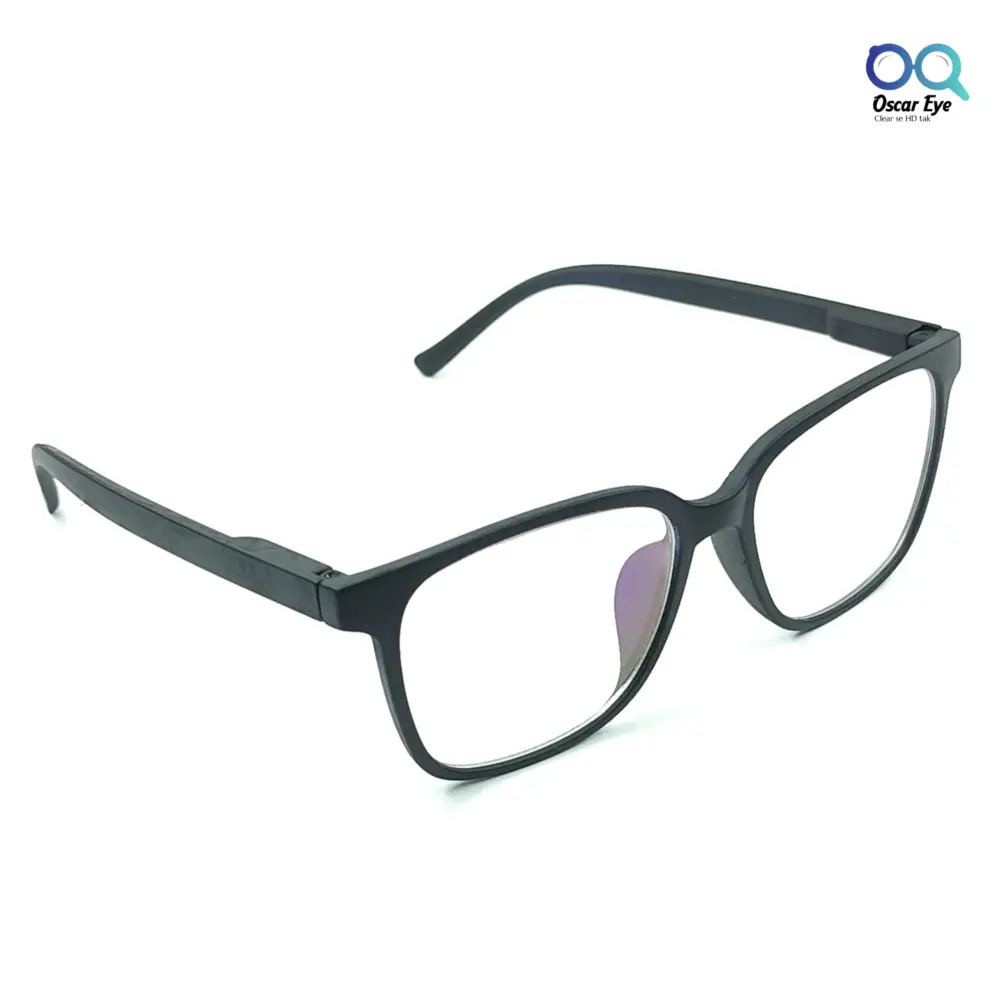 Matte Black retro square wayfarer eyeglasses with UV protection |OscarEye|