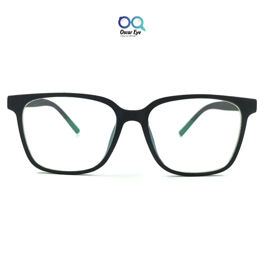 Matte Black retro square wayfarer eyeglasses with UV protection |OscarEye|