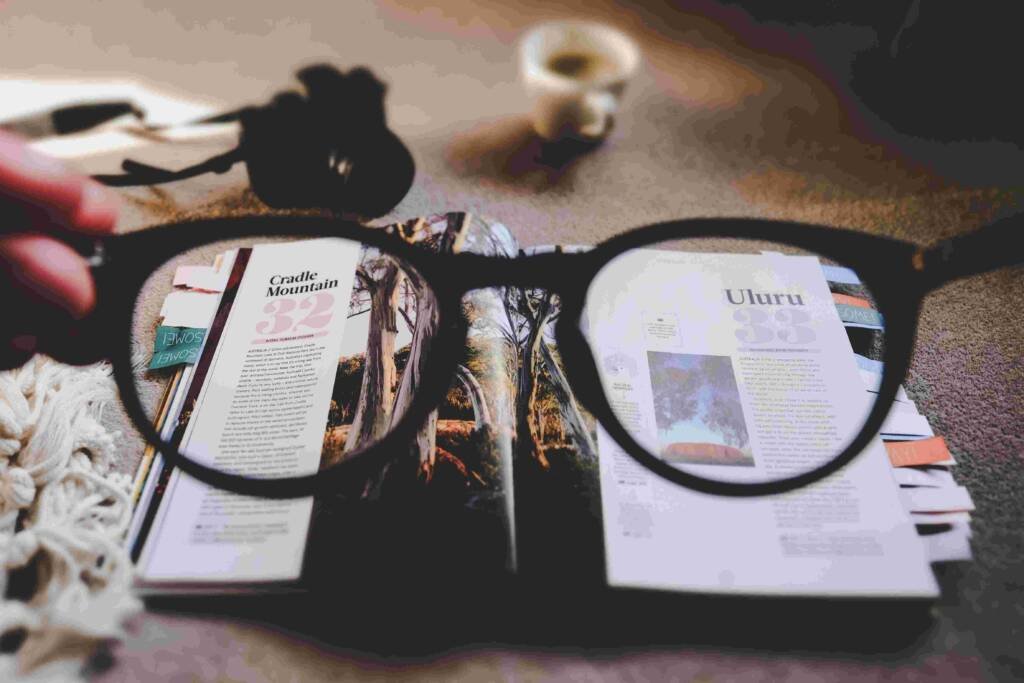 Matte finish computer glasses highlighting Magazine