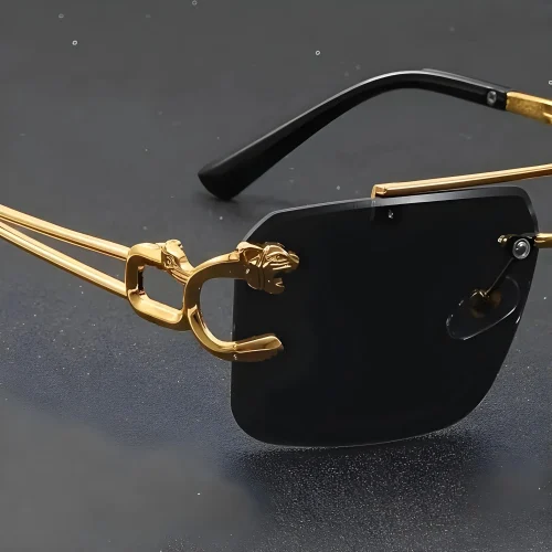 Black & Golden Rimless UV-400 Sunglasses| OscarEye | Carteir| BestSeller |